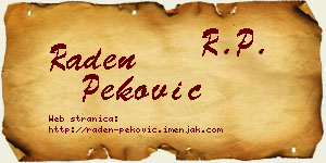 Raden Peković vizit kartica